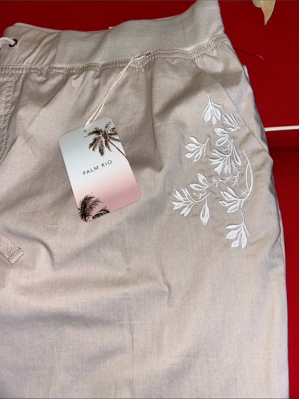 Palm Rio Cropped Drawstring Pants in Cream - Picture 6 of 9